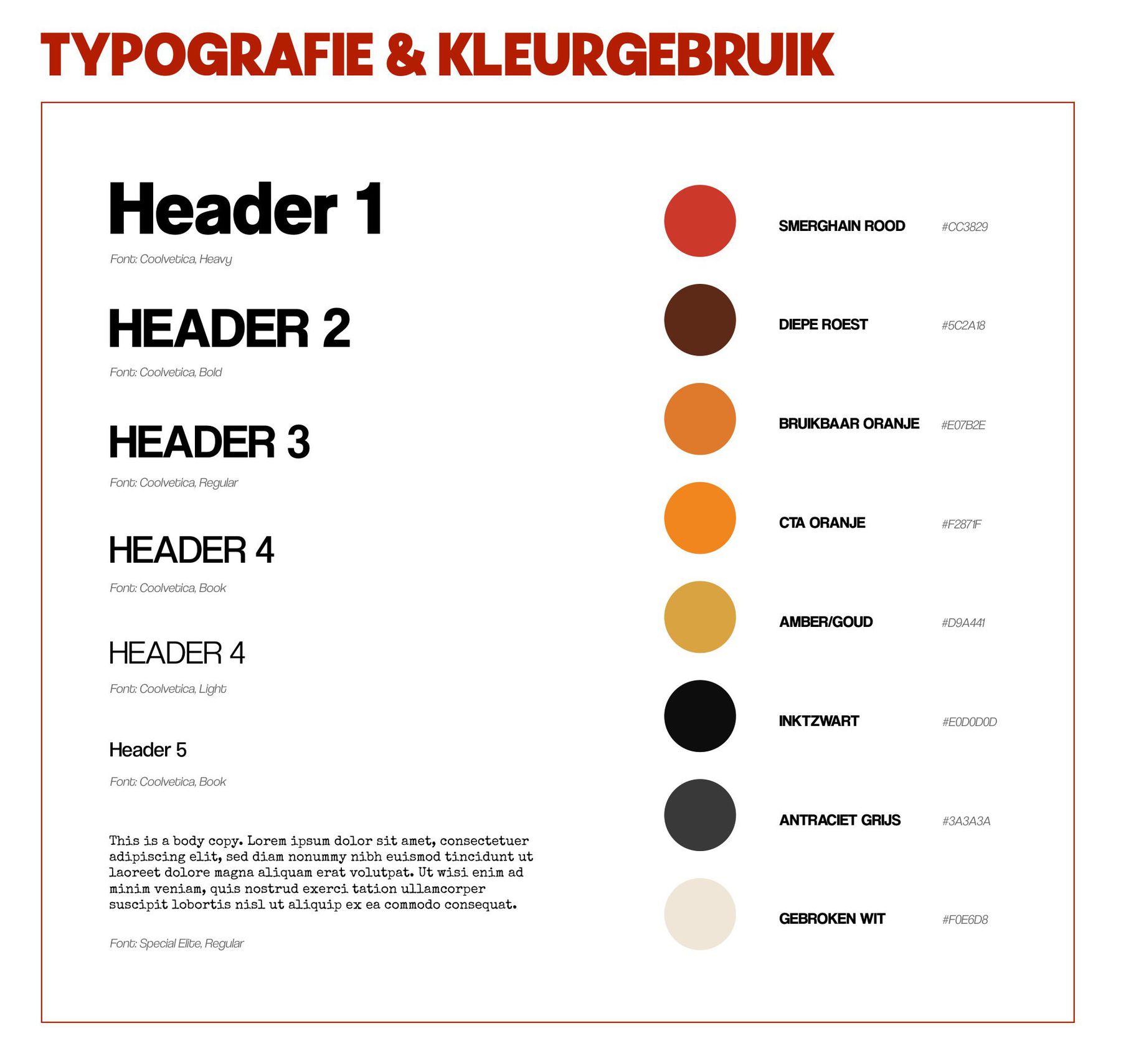 Typography and colour palette of the Smerghain style guide