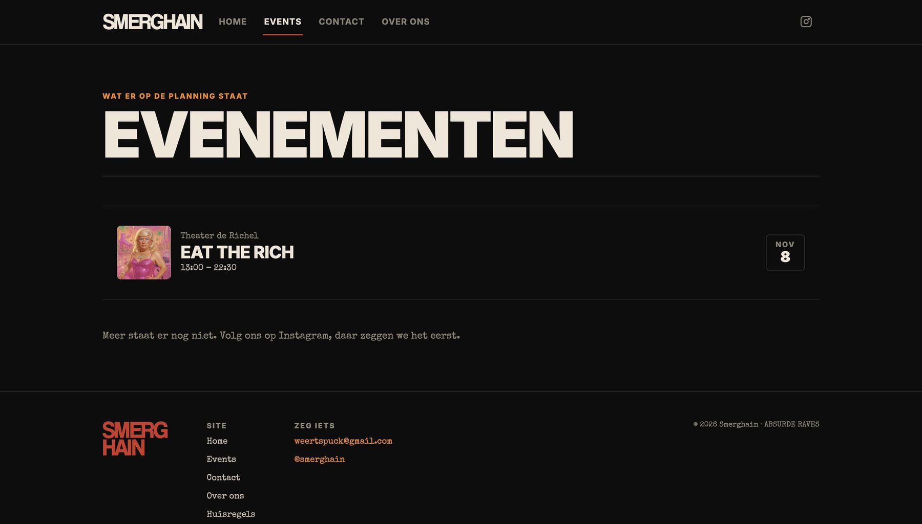 The Smerghain events page showing the published edition